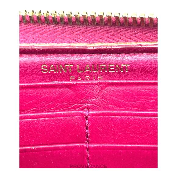 🔴 Saint Laurent Paris SLP Logo Long Wallet - Pink Leather - Picture 9 of 9